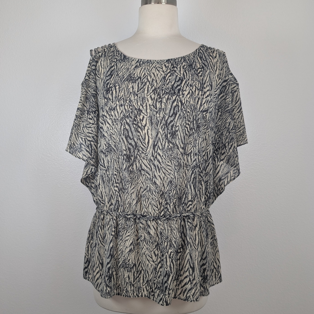 Anthropology Leifsdottir Cockatoo Feathers Print Silk Top